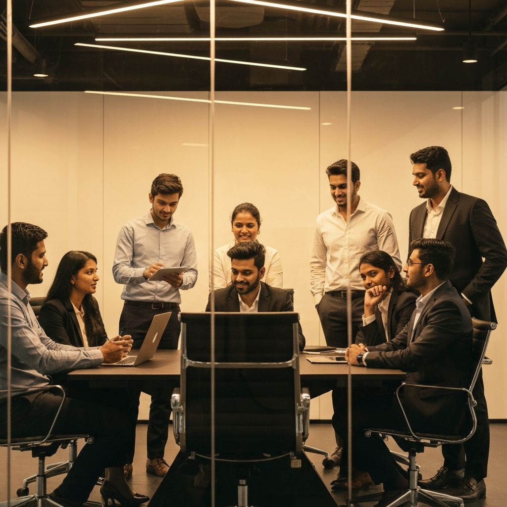 Founders collaborating in a modern office